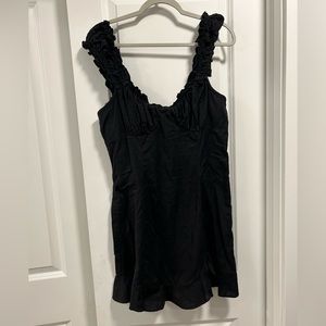 Free People Black Ruffle Mini Dress Size L